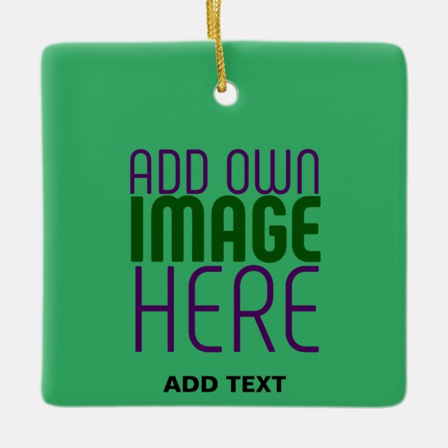  MODERN EDITABLE EMERALD GREEN IMAGE TEXT TEMPLATE CERAMIC ORNAMENT (Front)