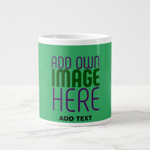 MODERN EDITABLE EMERALD GREEN IMAGE TEXT TEMPLATE LARGE COFFEE MUG