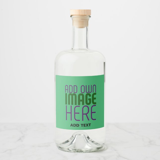 MODERN EDITABLE EMERALD GREEN IMAGE TEXT TEMPLATE LIQUOR BOTTLE LABEL (Front)