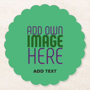 MODERN EDITABLE EMERALD GREEN IMAGE TEXT TEMPLATE PAPER COASTER