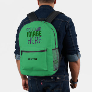 MODERN EDITABLE EMERALD GREEN IMAGE TEXT TEMPLATE PRINTED BACKPACK