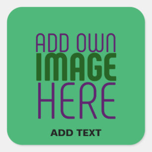 MODERN EDITABLE EMERALD GREEN IMAGE TEXT TEMPLATE SQUARE STICKER
