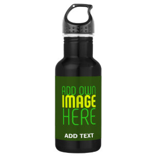 MODERN EDITABLE FOREST GREEN IMAGE TEXT TEMPLATE 532 ML WATER BOTTLE