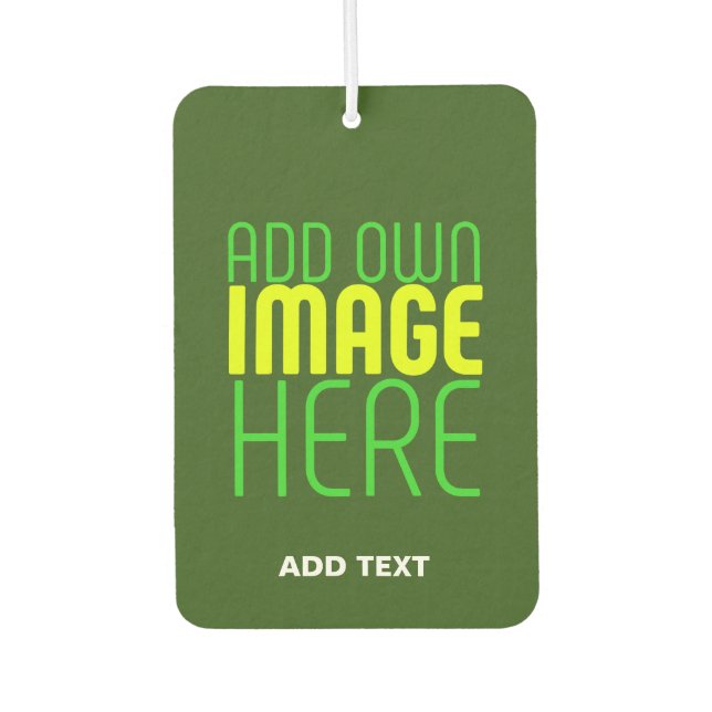 MODERN EDITABLE FOREST GREEN IMAGE TEXT TEMPLATE CAR AIR FRESHENER (Front)