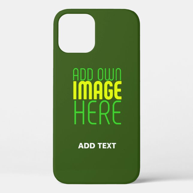 MODERN EDITABLE FOREST GREEN IMAGE TEXT TEMPLATE Case-Mate iPhone CASE (Back)