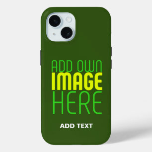 MODERN EDITABLE FOREST GREEN IMAGE TEXT TEMPLATE iPhone 15 CASE
