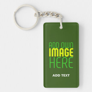 MODERN EDITABLE FOREST GREEN IMAGE TEXT TEMPLATE KEY RING