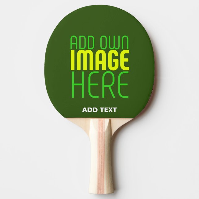 MODERN EDITABLE FOREST GREEN IMAGE TEXT TEMPLATE PING PONG PADDLE (Front)