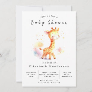 Modern Editable Giraffe Baby Shower Invitation