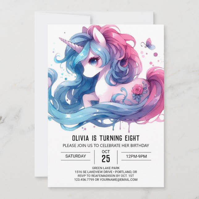 Modern Editable Horse Birthday Invitation (Front)