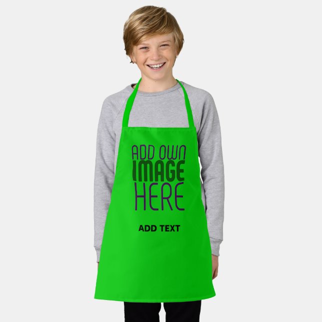 MODERN EDITABLE LIME GREEN IMAGE TEXT TEMPLATE APRON (Worn)
