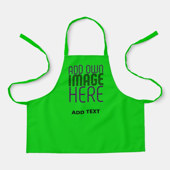 MODERN EDITABLE LIME GREEN IMAGE TEXT TEMPLATE APRON (Front)