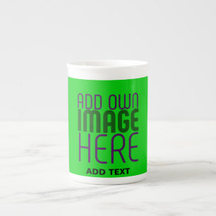 MODERN EDITABLE LIME GREEN IMAGE TEXT TEMPLATE BONE CHINA MUG