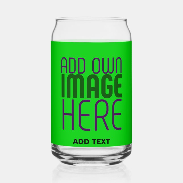 MODERN EDITABLE LIME GREEN IMAGE TEXT TEMPLATE CAN GLASS (Front)