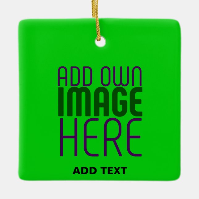  MODERN EDITABLE LIME GREEN IMAGE TEXT TEMPLATE CERAMIC ORNAMENT (Front)