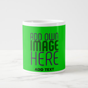 MODERN EDITABLE LIME GREEN IMAGE TEXT TEMPLATE LARGE COFFEE MUG
