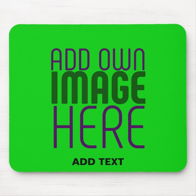 MODERN EDITABLE LIME GREEN IMAGE TEXT TEMPLATE MOUSE MAT (Front)