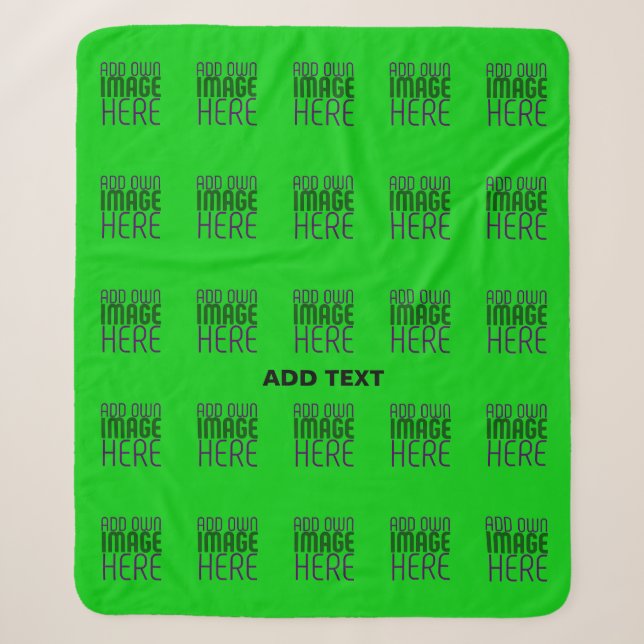 MODERN EDITABLE LIME GREEN IMAGE TEXT TEMPLATE SHERPA BLANKET (Front)