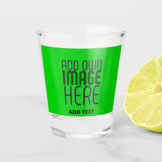 MODERN EDITABLE LIME GREEN IMAGE TEXT TEMPLATE SHOT GLASS (Front)
