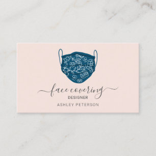 Modern editable mask face covering designer pink business card