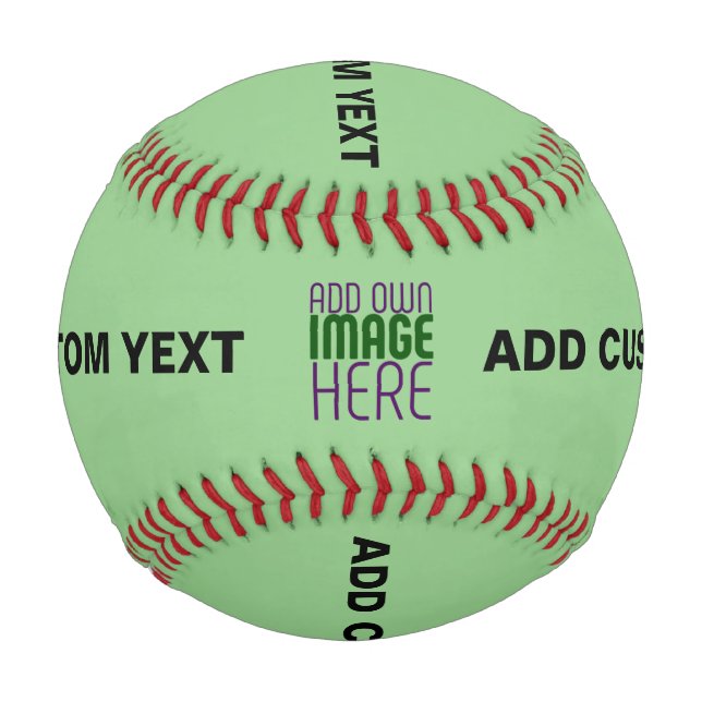 MODERN EDITABLE MINT GREEN IMAGE TEXT TEMPLATE BASEBALL (Front)