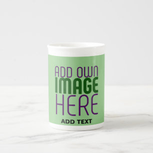 MODERN EDITABLE MINT GREEN IMAGE TEXT TEMPLATE BONE CHINA MUG