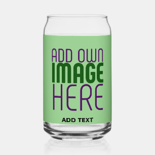 MODERN EDITABLE MINT GREEN IMAGE TEXT TEMPLATE CAN GLASS