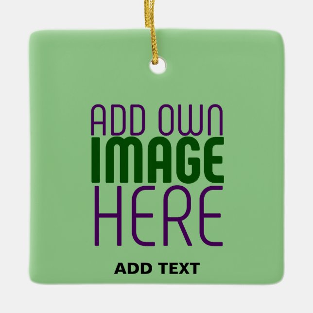 MODERN EDITABLE MINT GREEN IMAGE TEXT TEMPLATE CERAMIC ORNAMENT (Front)