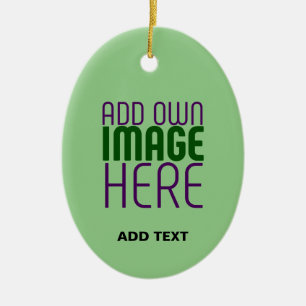 MODERN EDITABLE MINT GREEN IMAGE TEXT TEMPLATE CERAMIC TREE DECORATION