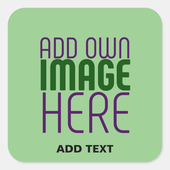 MODERN EDITABLE MINT GREEN IMAGE TEXT TEMPLATE SQUARE STICKER (Front)