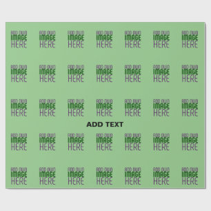 MODERN EDITABLE MINT GREEN IMAGE TEXT TEMPLATE WRAPPING PAPER