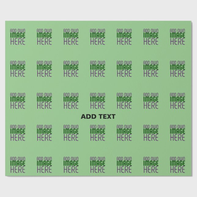 MODERN EDITABLE MINT GREEN IMAGE TEXT TEMPLATE WRAPPING PAPER (Flat)