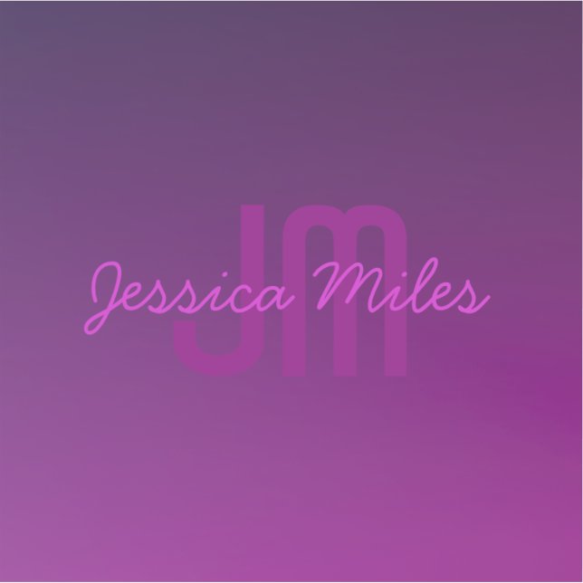 Modern Editable Monogrammed Text & Purple Ombre  (Front)