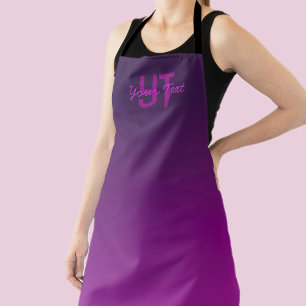 Modern Editable Monogrammed Text & Purple Ombre Apron