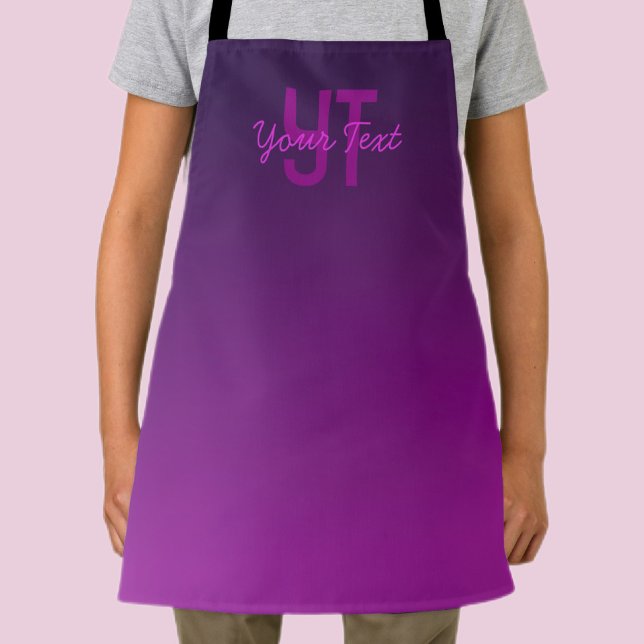 Modern Editable Monogrammed Text & Purple Ombre  Apron (Creator Uploaded)