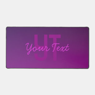 Modern Editable Monogrammed Text & Purple Ombre  Desk Mat
