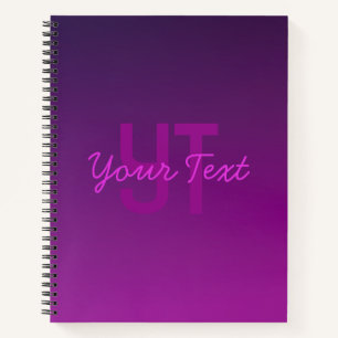 Modern Editable Monogrammed Text & Purple Ombre Notebook