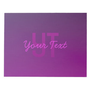 Modern Editable Monogrammed Text & Purple Ombre  Notepad