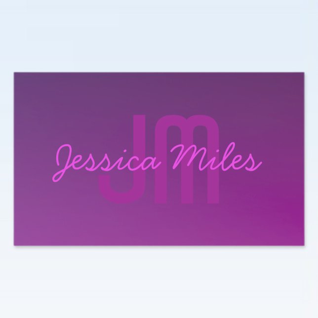 Modern Editable Monogrammed Text & Purple Ombre  Rectangular Sticker (Creator Uploaded)