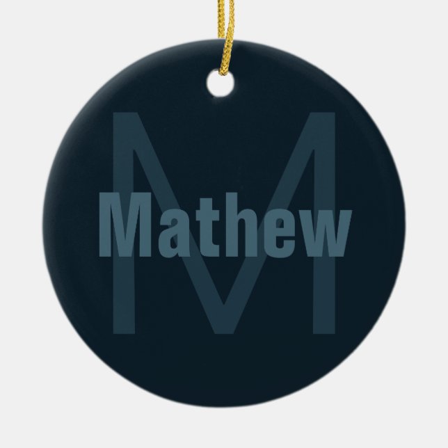 Modern Editable Name Ceramic Tree Decoration (Front)