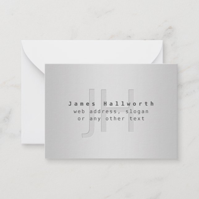 Modern Editable Name & Slogan | Grey Gradient  Card (Front)