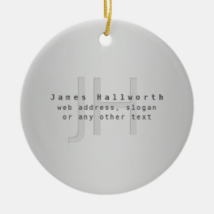 Modern Editable Name & Slogan Grey Gradient Ceramic Tree Decoration