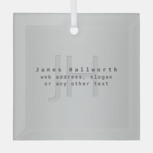 Modern Editable Name & Slogan Grey Gradient Glass Tree Decoration