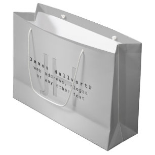 Modern Editable Name & Slogan   Grey Gradient  Large Gift Bag