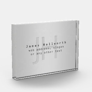 Modern Editable Name & Slogan   Grey Gradient  Photo Block