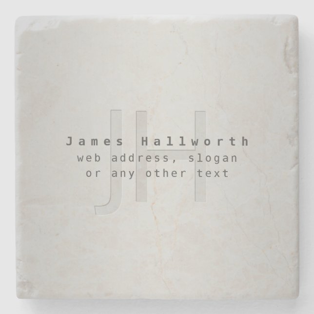 Modern Editable Name & Slogan | Grey Gradient  Stone Coaster (Front)