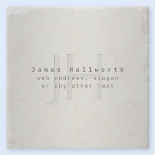 Modern Editable Name & Slogan   Grey Gradient  Stone Coaster