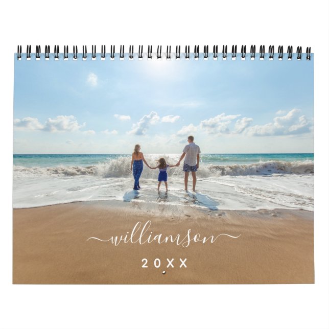 Modern Editable Name Year Custom DIY Photo Calendar (Cover)