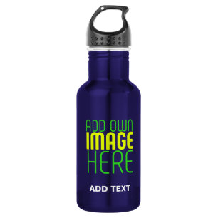 MODERN EDITABLE NAVY BLUE IMAGE TEXT TEMPLATE 532 ML WATER BOTTLE