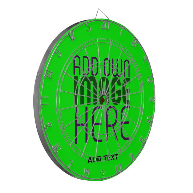 MODERN EDITABLE NEON GREEN IMAGE TEXT TEMPLATE DARTBOARD (Front Left)